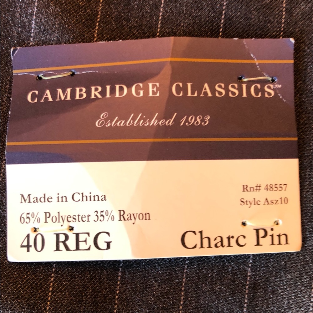 NEW Cambridge Classics 2 Pc Charcoal Pinstripe 40R - Picture 16 of 16